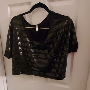 Black Sequence Crop Top